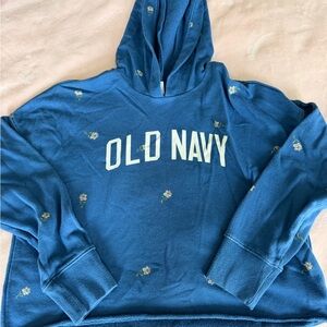 Old Navy Blue Pullover Hoodie with White Logo